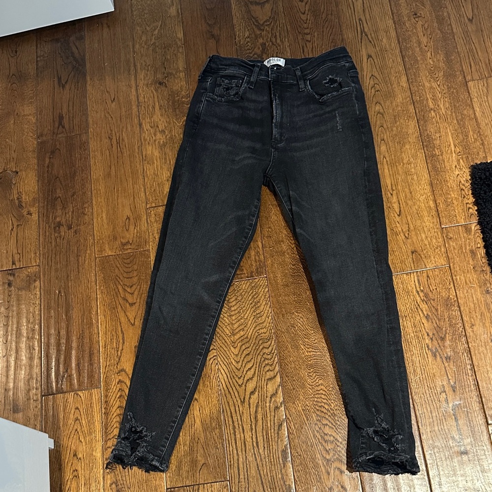 Agolde Black Skinny Distressed Jeans